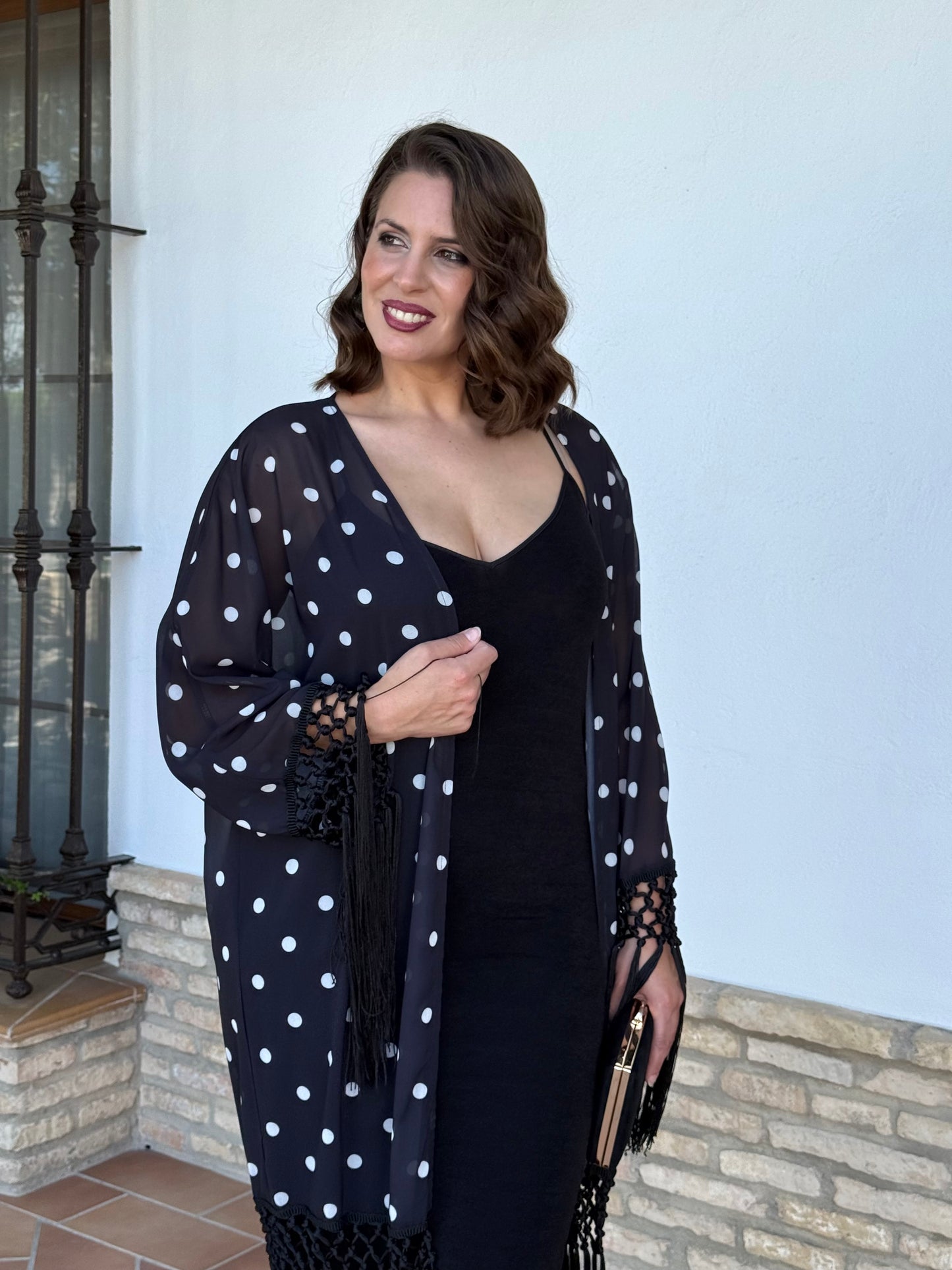 Kimono Lunares Negro