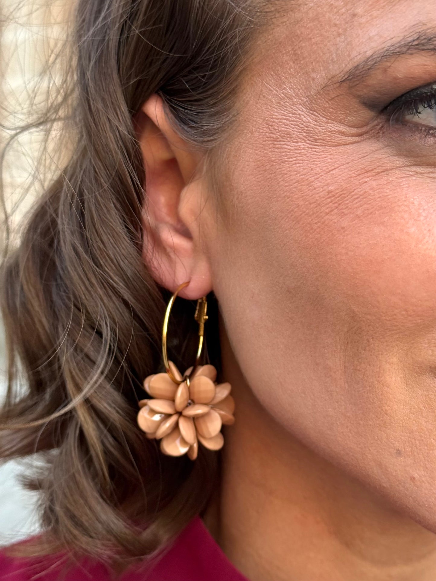 Pendientes Aro flor Camel