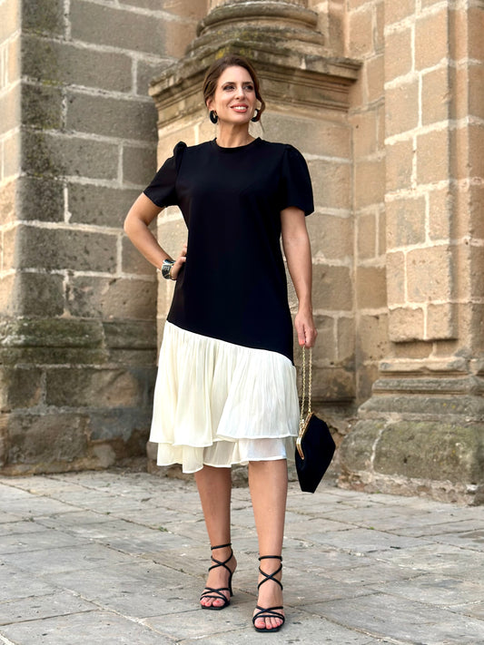 Vestido Aura Negro/Marfil