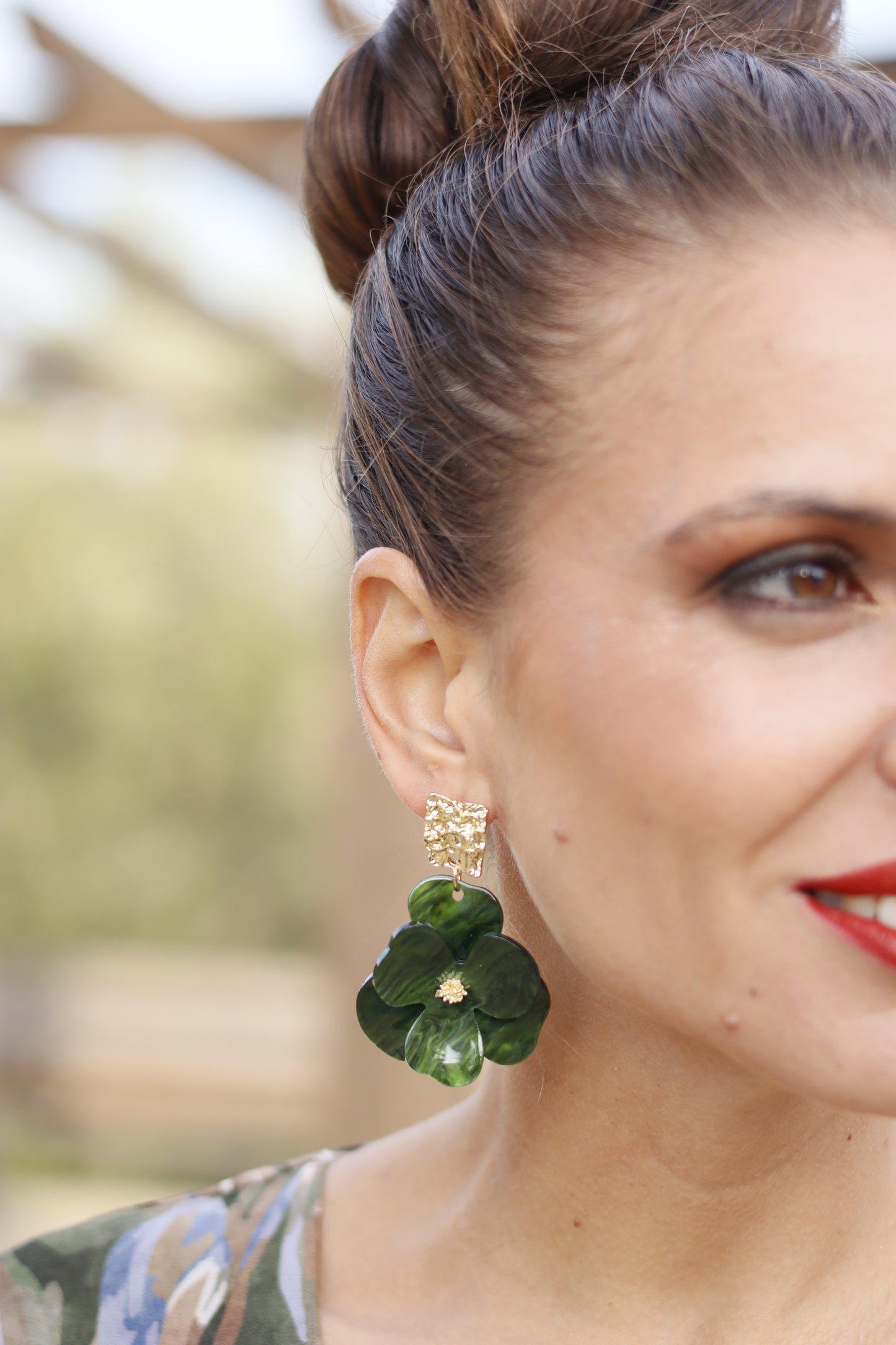 Pendientes Gardenia Verde