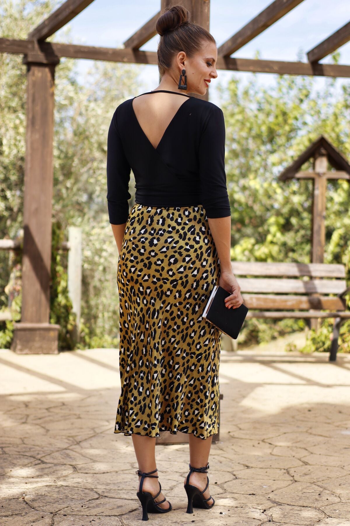 Falda Animal Print Mostaz