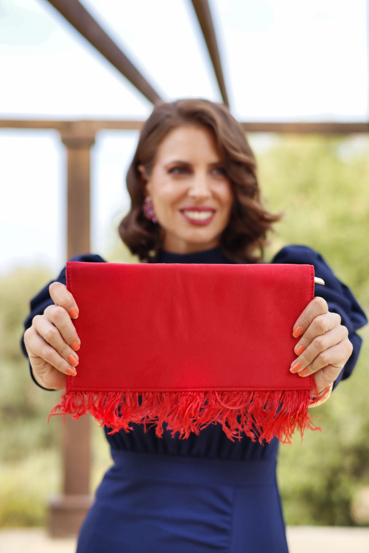 Cartera de Plumas Roja