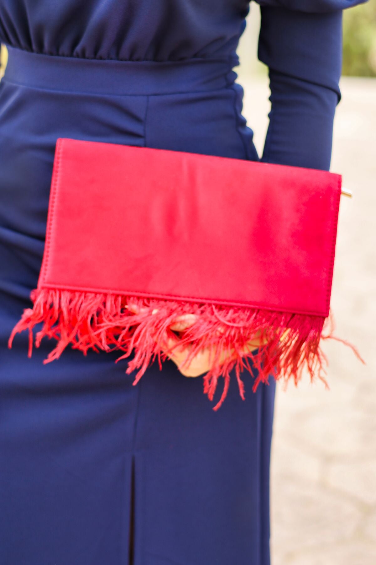 Cartera de Plumas Roja