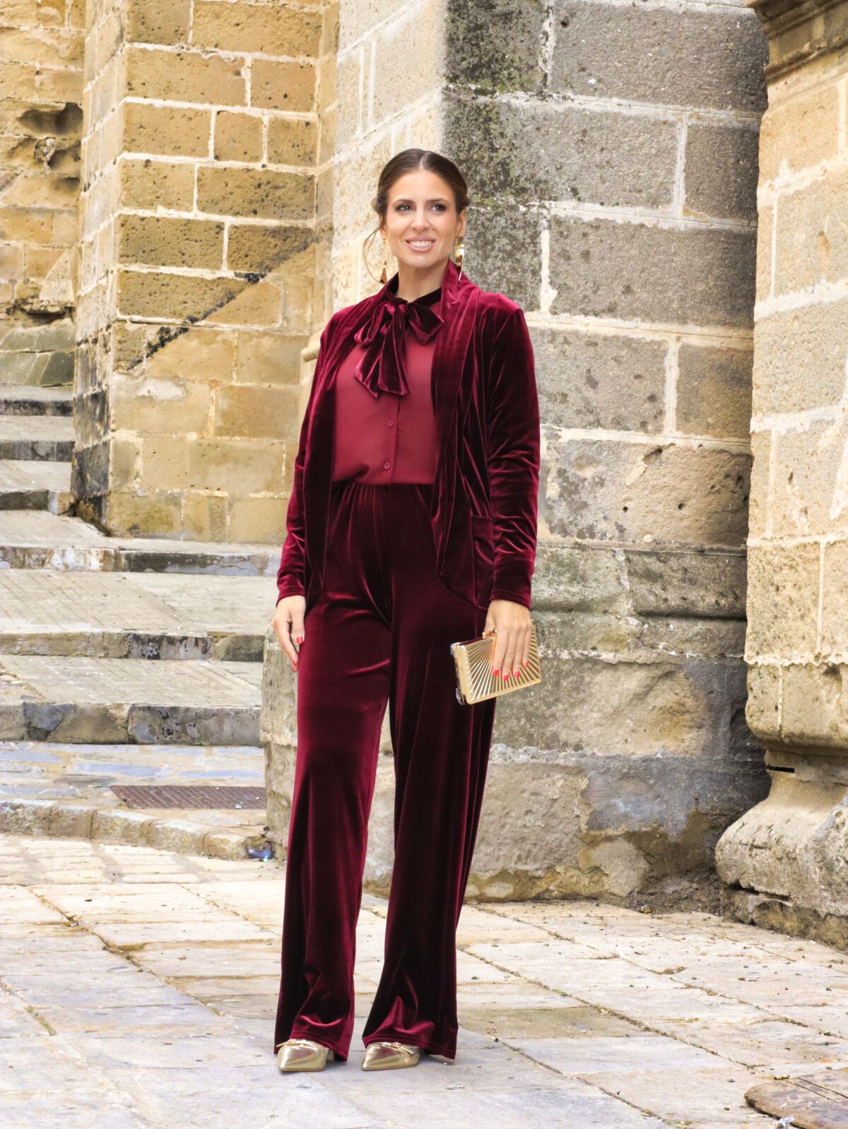 Traje Chaqueta Terciopelo Vino