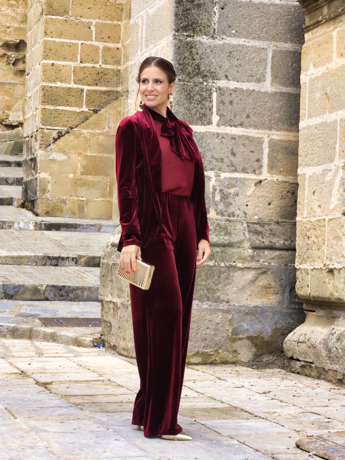 Traje Chaqueta Terciopelo Vino