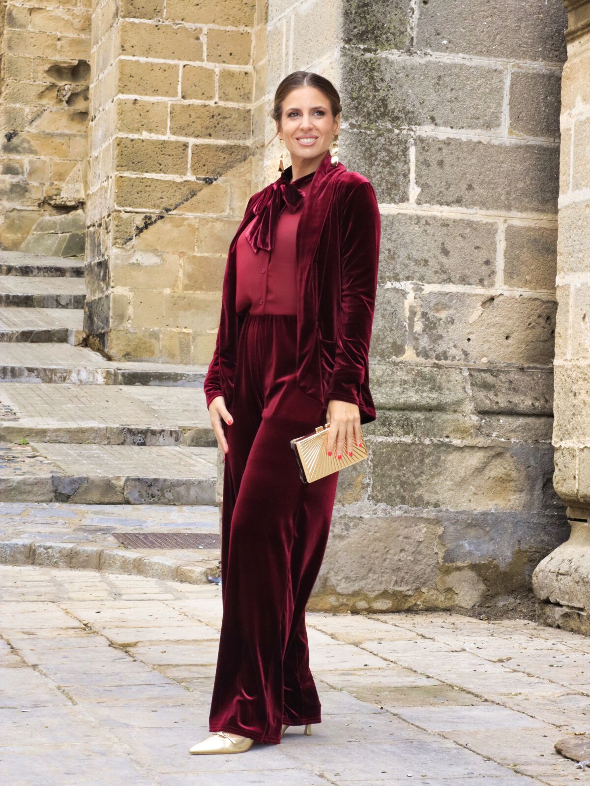 Traje Chaqueta Terciopelo Vino