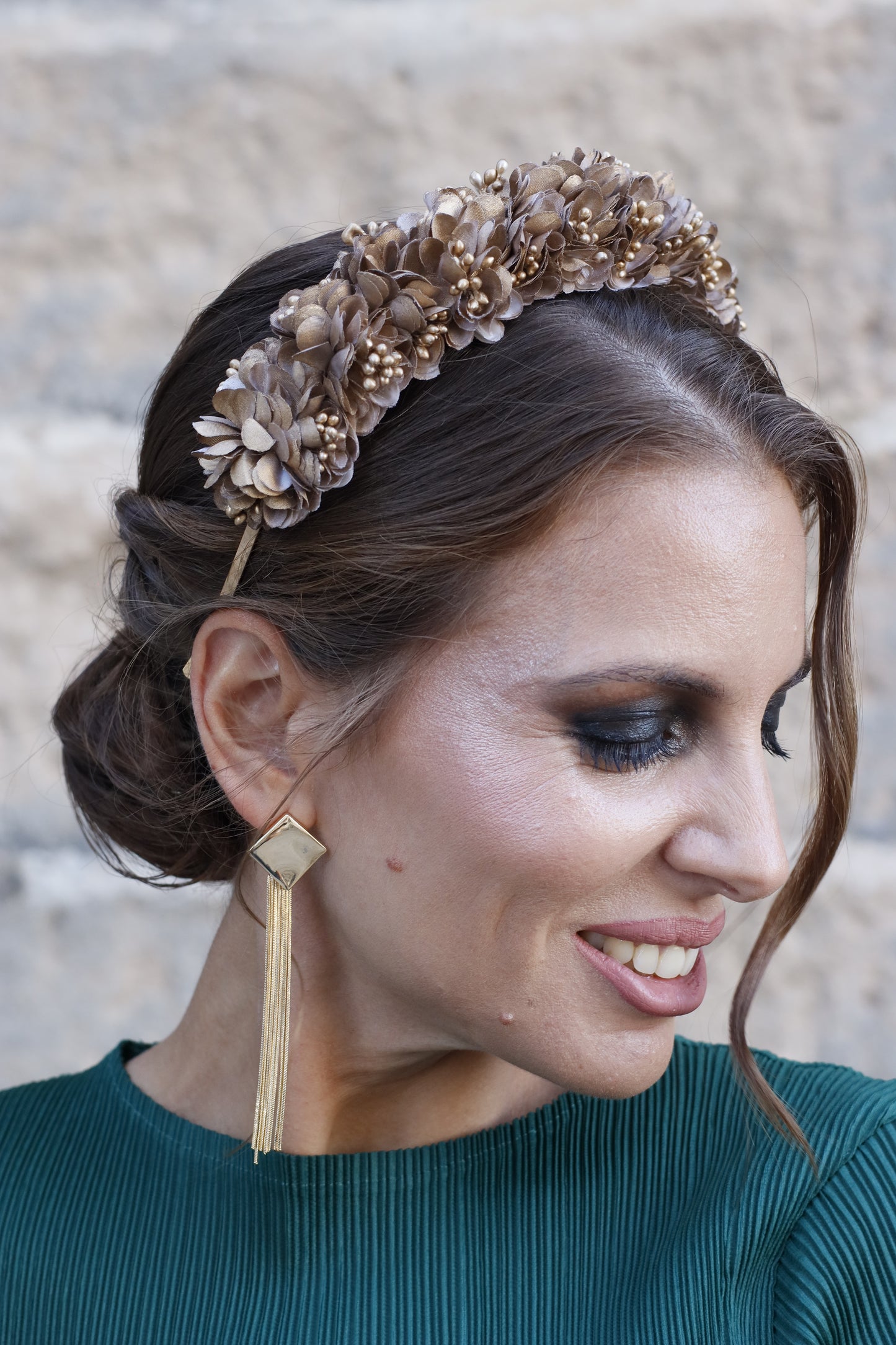 Diadema Floral Dorada